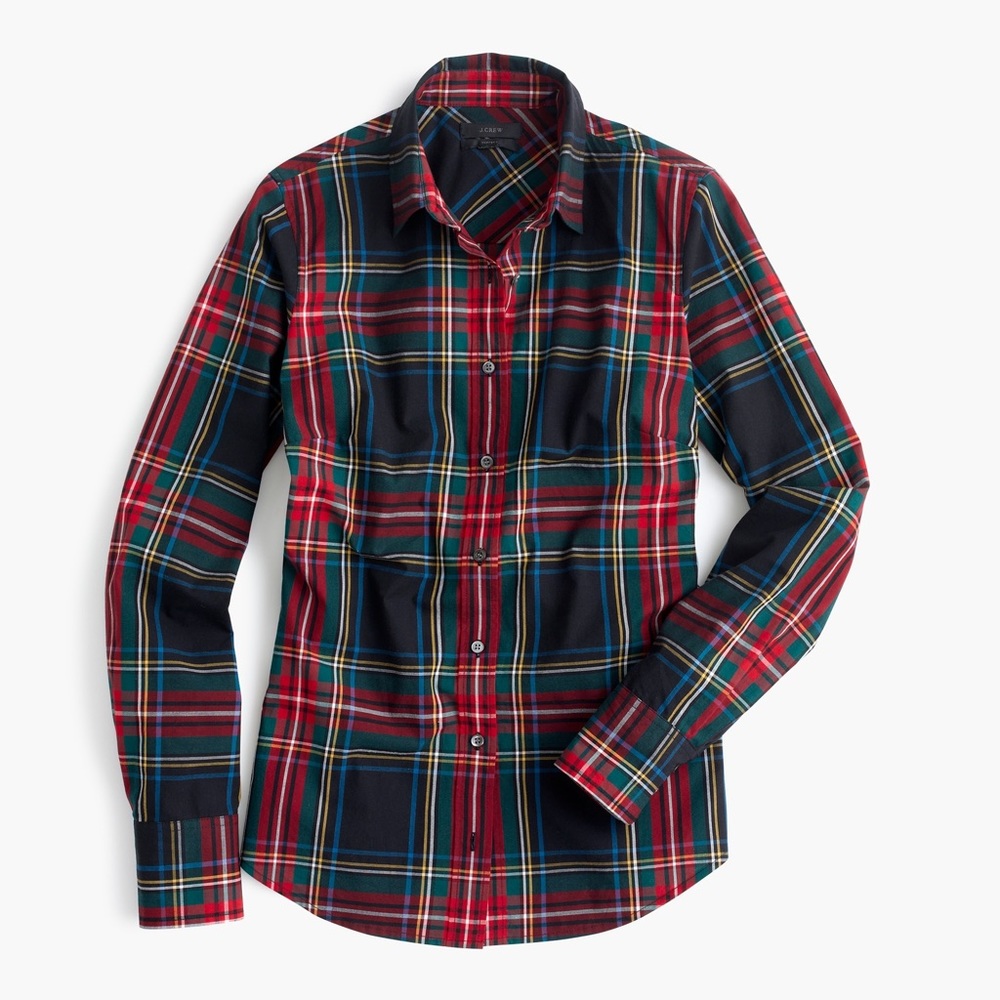 J Crew Perfect Plaid Button Down In Stewart Plaid